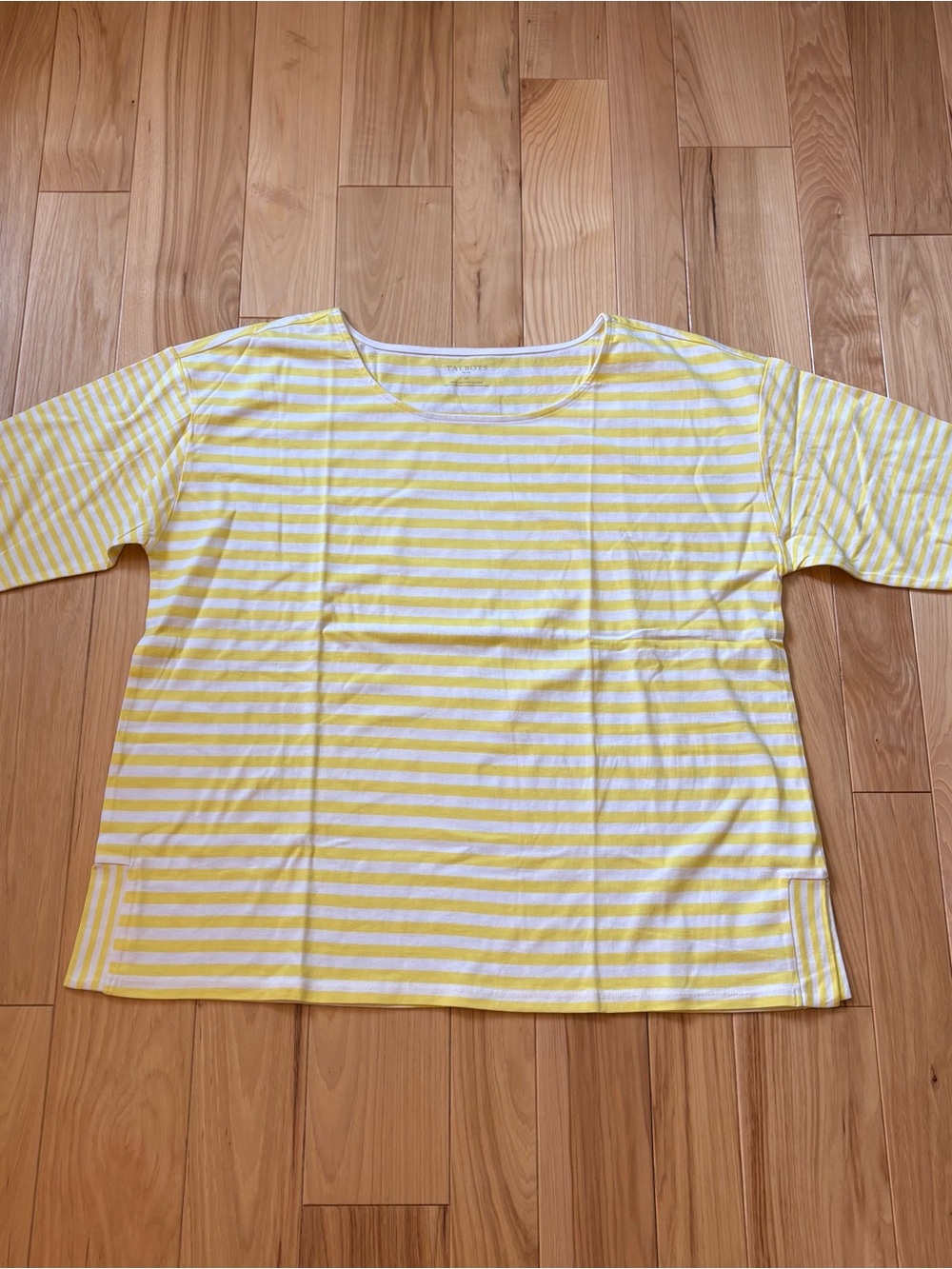 NEW Talbots Plus Yellow White Cotton Striped Top Size 2X